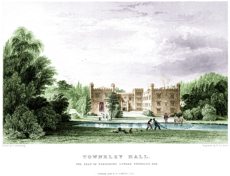 Engraving by W. Le Petit 'View of Towneley in 1832'